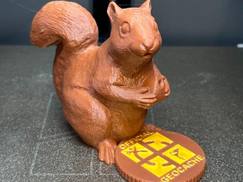 Geocache Squirrel with GC Logo