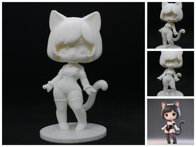 Adorable Catgirl Figurine.  Print in Parts