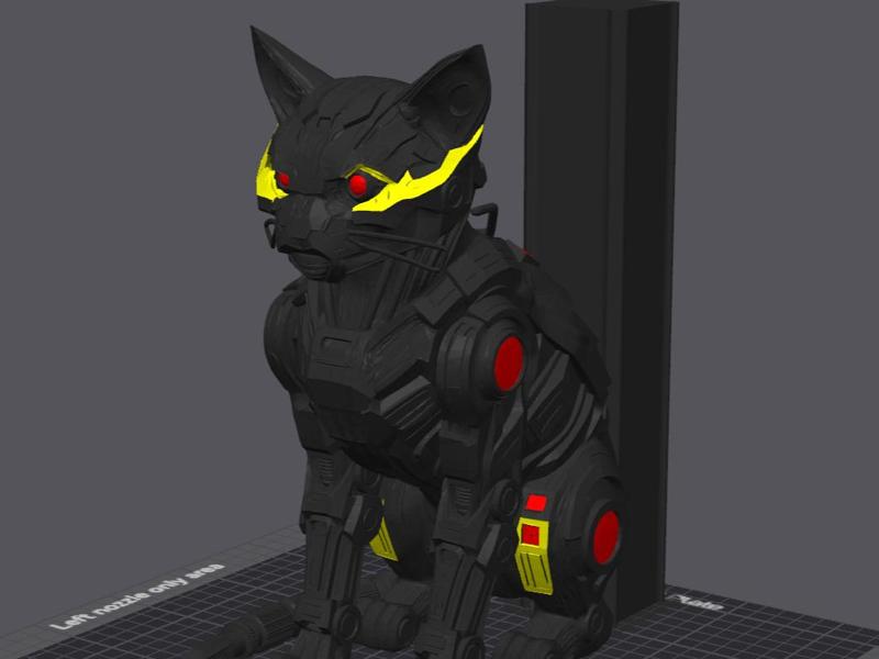 Dystopian Cyborg Cat Figurine