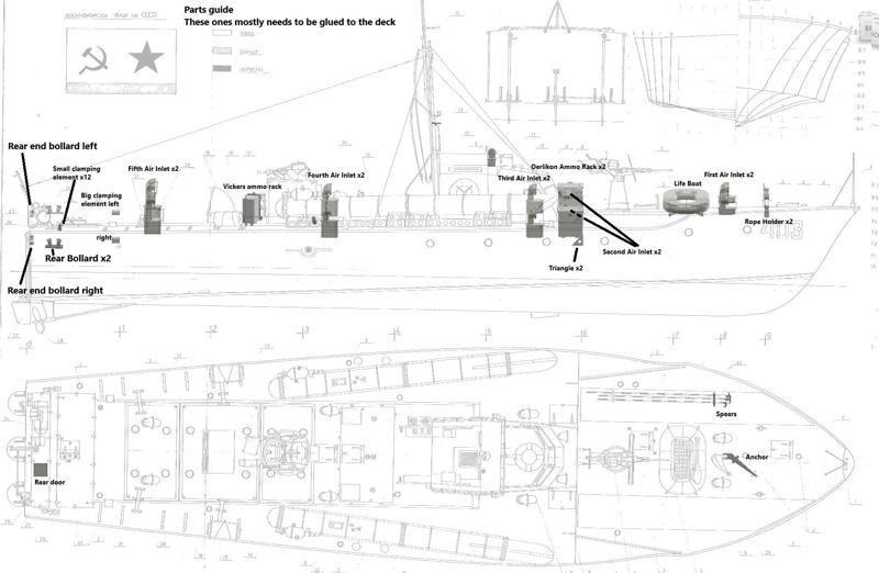Vosper MTB 234 Torpedo Boat Scale Model - Racks, Air Inlets, LifeBoat and etc + Drawing