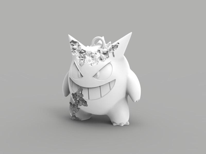 GENGAR KEYCHAIN DANIEL ARSHAM STYLE SCULPTURE - WITH CRYSTALS AND MINERALS