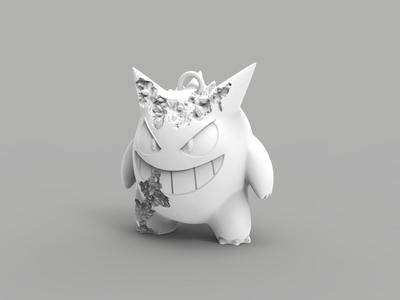 GENGAR KEYCHAIN DANIEL ARSHAM STYLE SCULPTURE - WITH CRYSTALS AND MINERALS