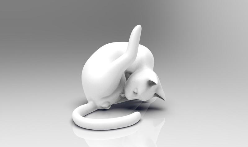 MODELO DE GATO LAMIENDOSE