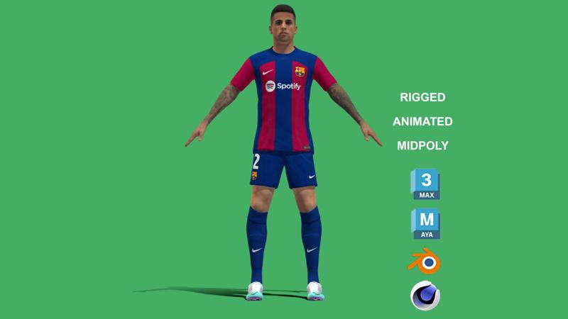3D Rigged Joao Cancelo Barcelona 2024