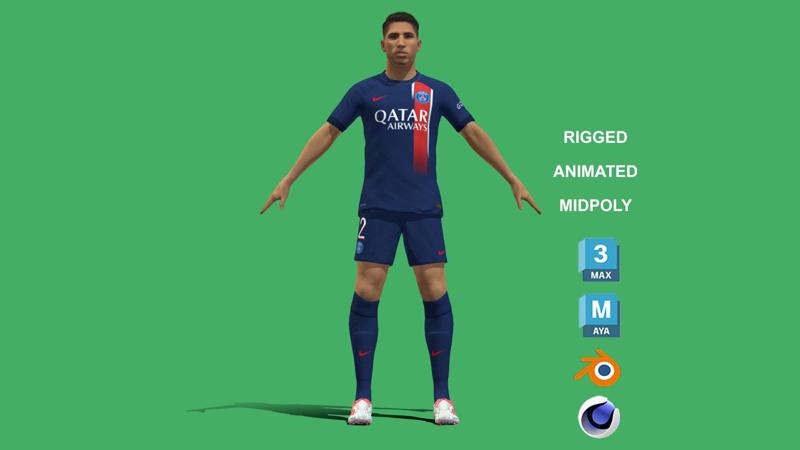 3D Rigged Achraf Hakimi PSG 2024