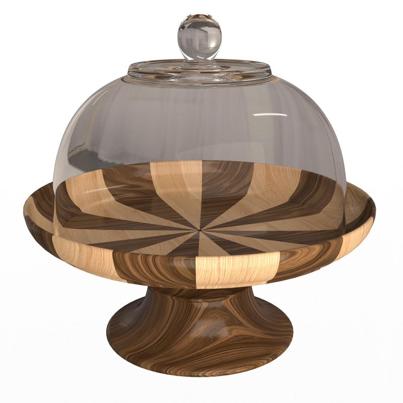 Cake Stand Wooden with Dome