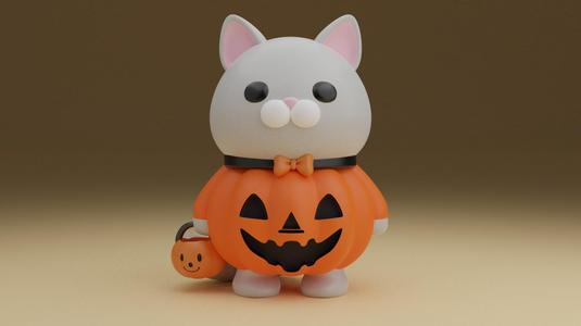 Halloween pumpkin cat
