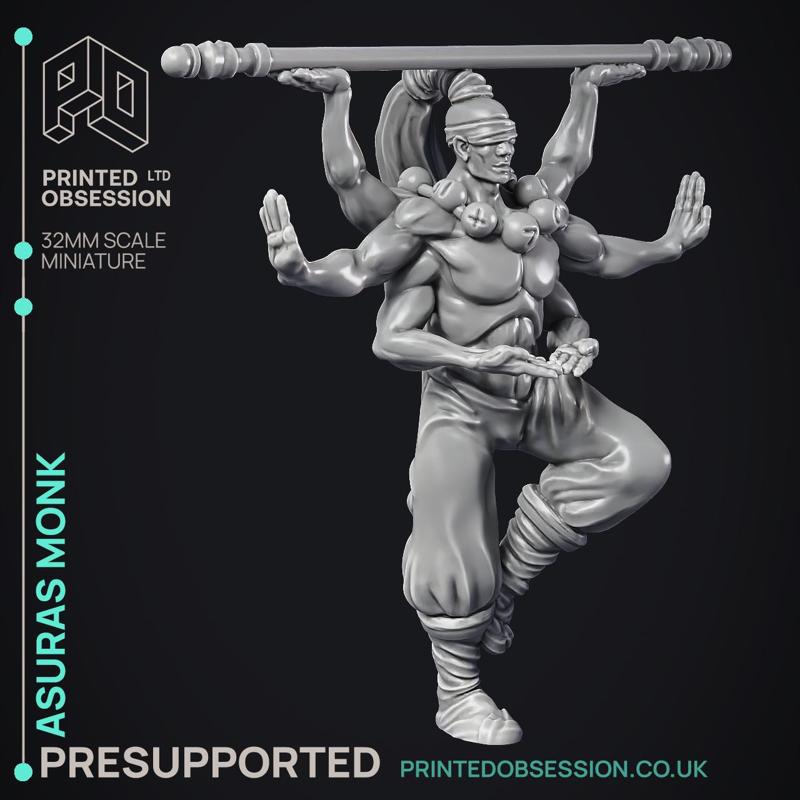 Asuras Monk - Heaven hath no fury - PRESUPPORTED - Illustrated and Stats - 32mm scale