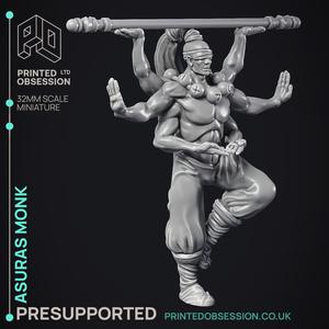 Asuras Monk - Heaven hath no fury - PRESUPPORTED - Illustrated and Stats - 32mm scale