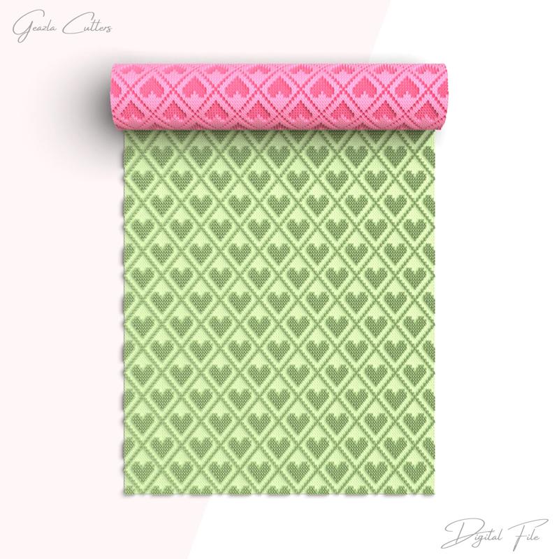 Knitted Hearts Texture Roller For Polymer Clay, Valentine Clay Texture Rolling Pin, Polymer Clay Tool, Printable, Digital STL File, No: 1485