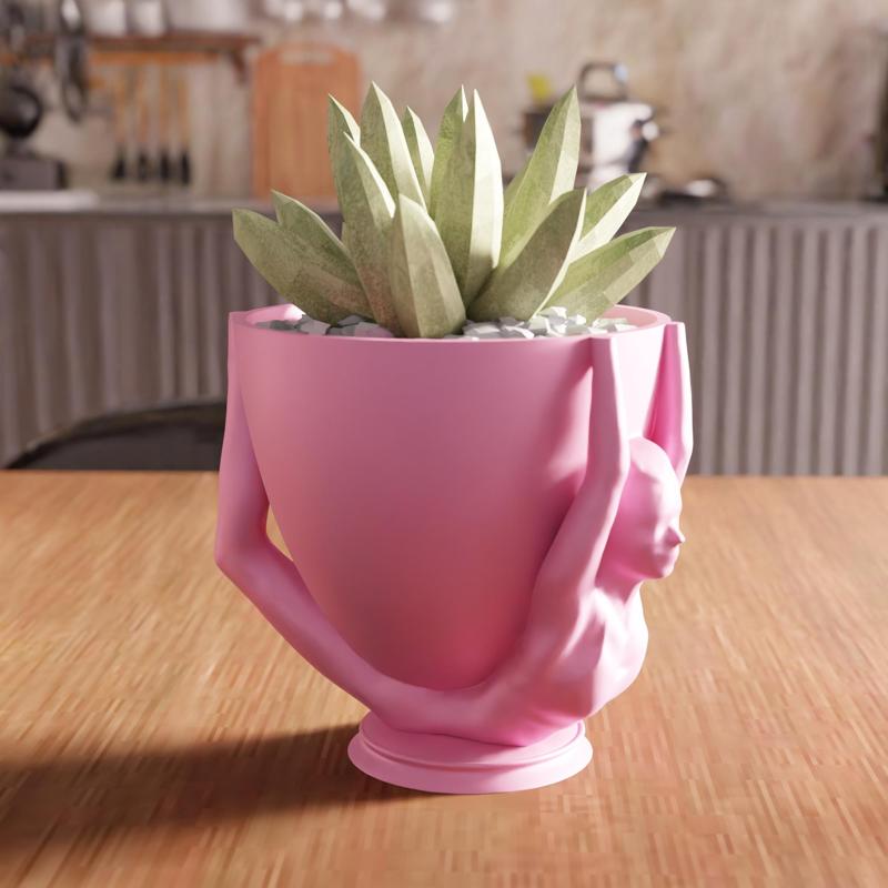 3D Yoga Girl Planter Cup STL File - 121
