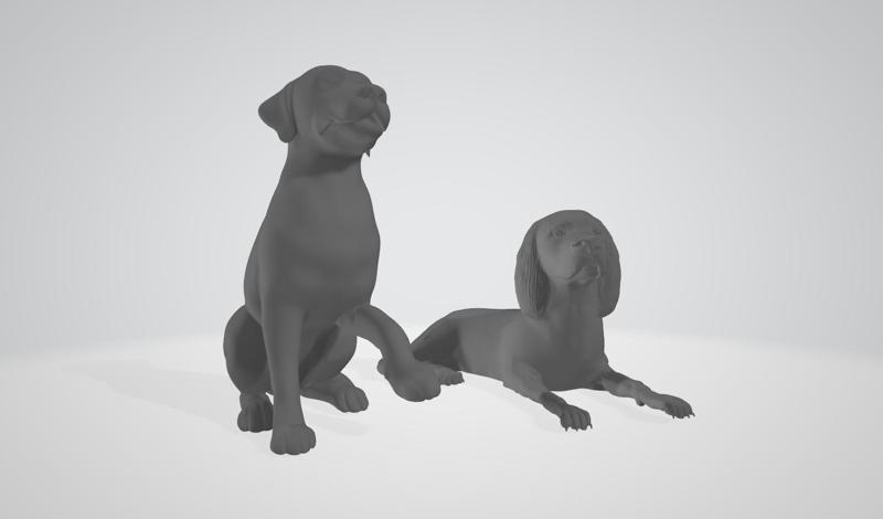 3D Printable Model of Two Realistic Dogs | 3D Printable Model of Two Realistic Dogs