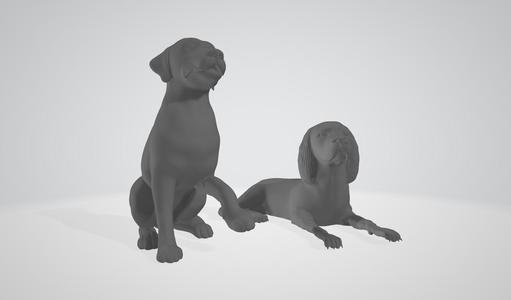 3D Printable Model of Two Realistic Dogs | 3D Printable Model of Two Realistic Dogs
