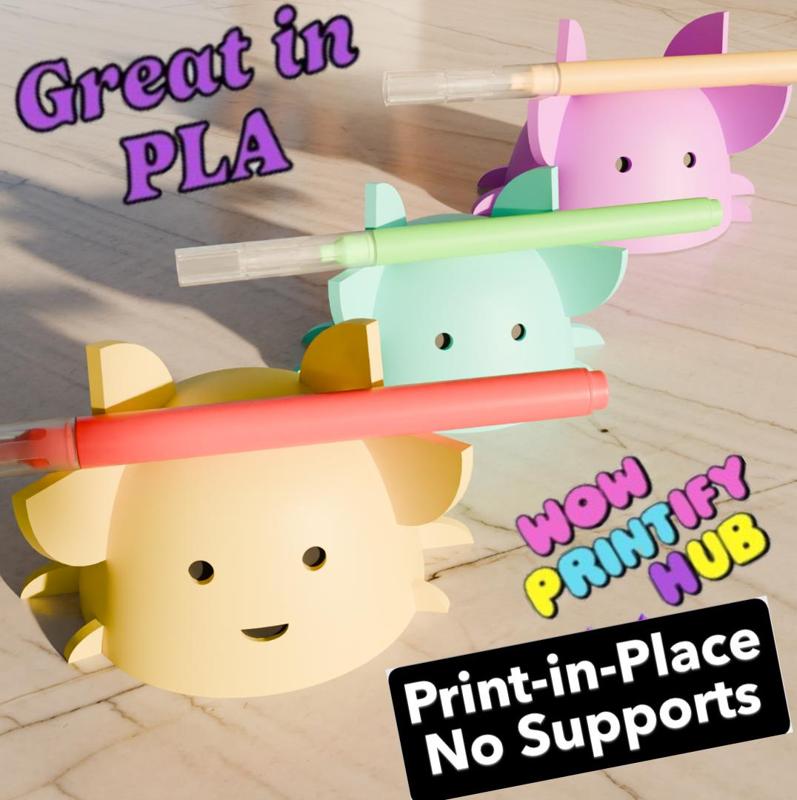 Cute Crab Pen Holder STL – Print-in-Place Desk Organizer, Fun 3D Printable Pencil Holder, No Supports