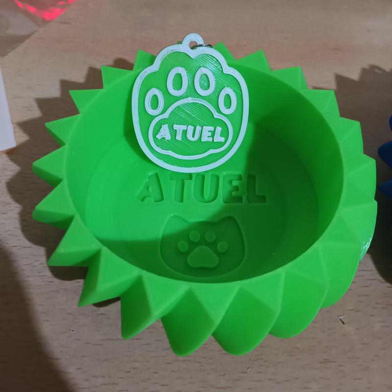 Cat food bowls + editable keychain!