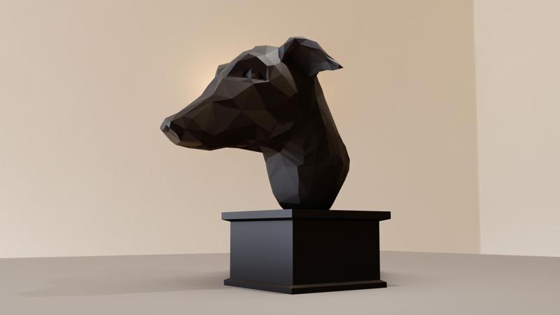 greyhound low poly bust