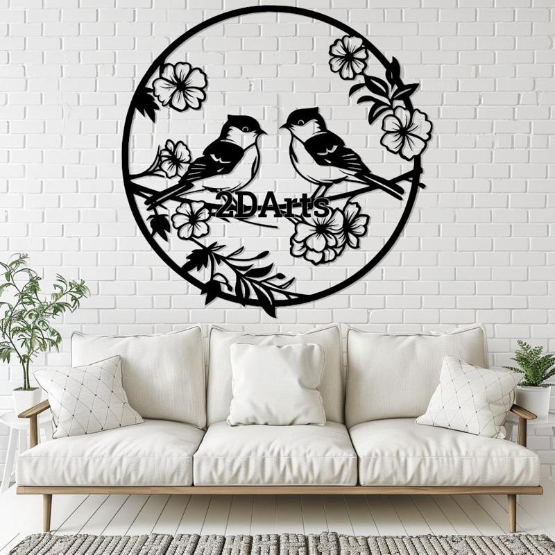 Birds with Flowers 2D Wall Art/Window Art