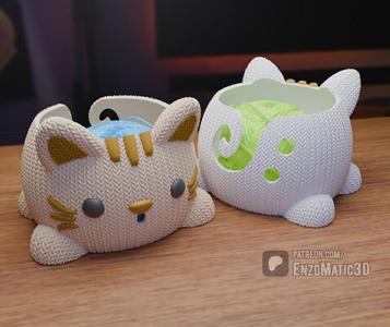 bowl Knitted Cat - crochet bowl - 3MF - STL
