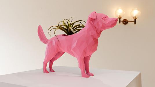 jack russel terrier planter pot flower vase low poly stl