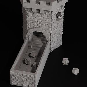 Modular Dice Tower in Two Parts – Medieval Castle Design with Realistic Details