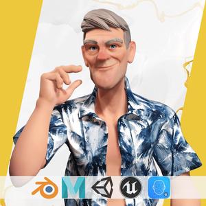 Stylized Tourist Character with Hawaiian Shirt Relaxed cartoon