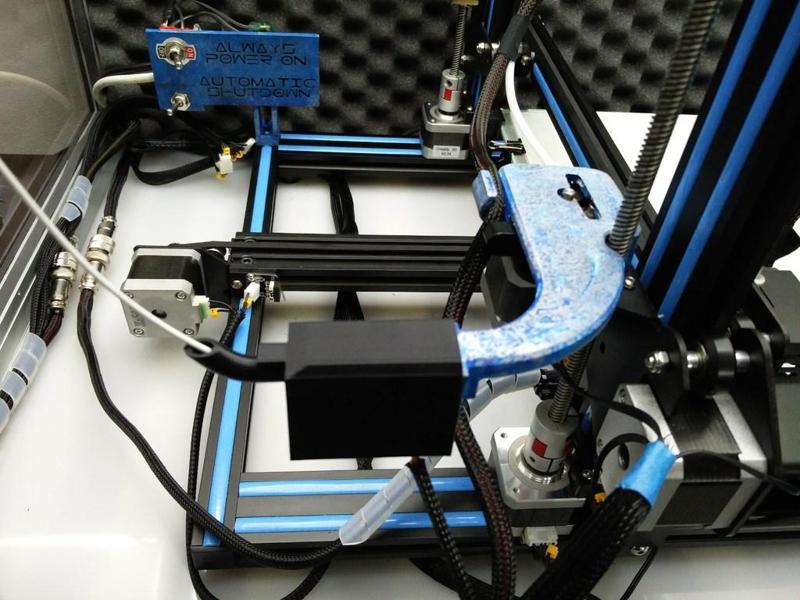 CR-10S Filament guide 90+90° rear up with sensor and cleaner