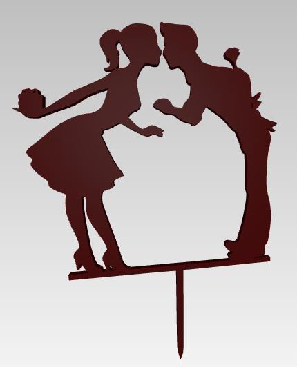 Surprise Kissing Couple Cake Topper - Romantic Design for Weddings, Anniversaries, and Valentine's Day