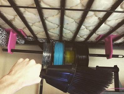 Dollar store broom spool holder mountable/loft beds.