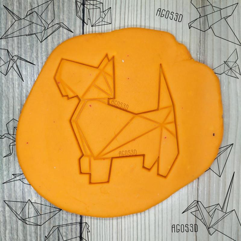 paper dog - origami COOKIE CUTTER - CUTTER PLATE OF GALLETS OR FONDANT westie terrier - 8cm