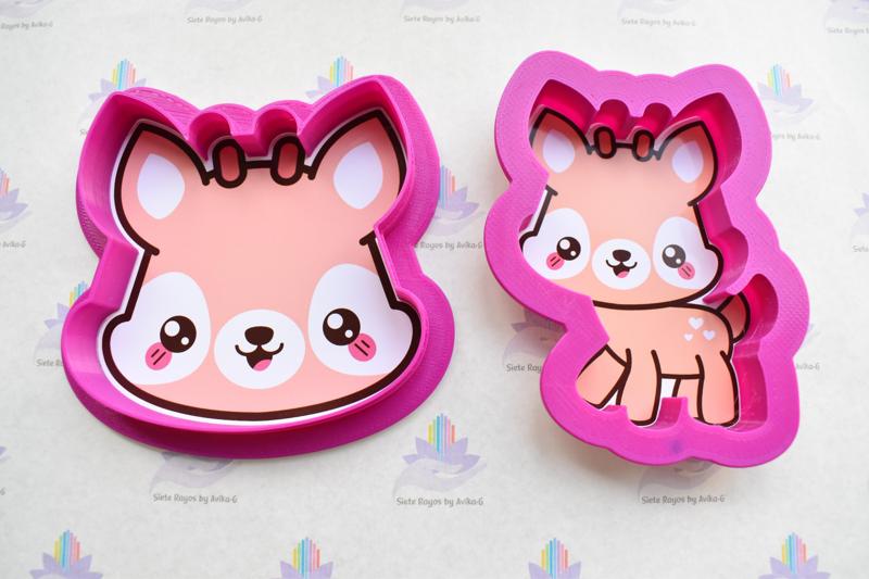 set 2 Deer Baby Deer Cookie Cutter Face and full body