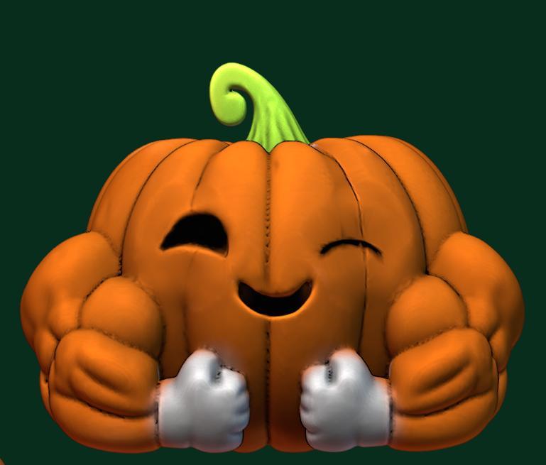 muscled pumpkin WINKING AN EYE