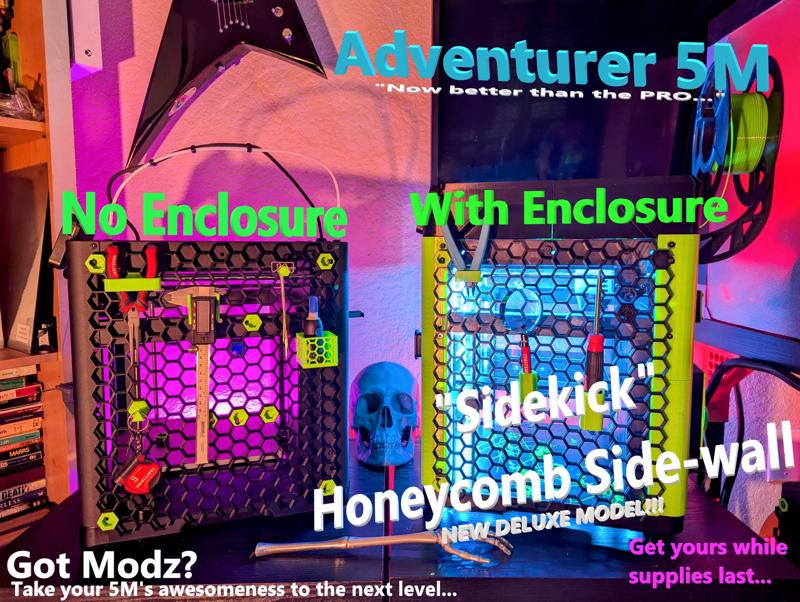 Full-size Honeycomb/Hexagon/Hex Side-wall, a.k.a. "Sidekick", for Flashforge Adventurer 5M