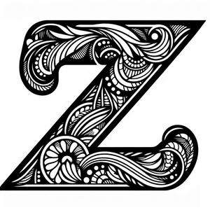 Frottage creation: letter Z (version 7)