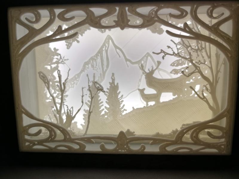 light box, Hirsch im Wald Deko