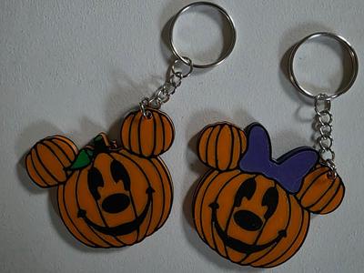 Mickey and Minnie Pumpkin Keychains