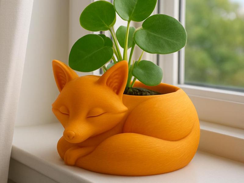 Cute Sleeping Fox Planter