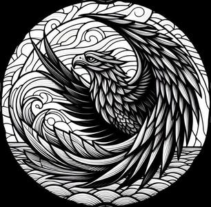 Coaster / wall art / frottage creation: Eagle (version 11)