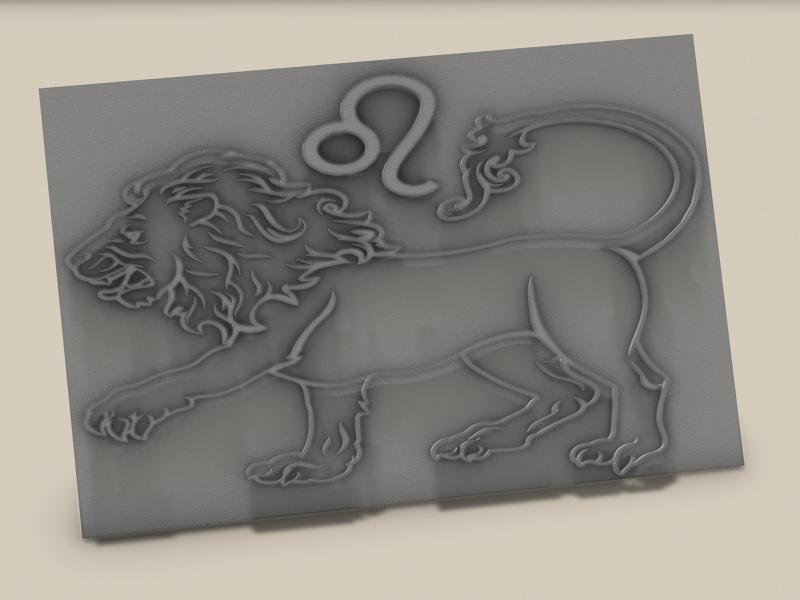 ZODIAC LION EMBOSSING SHAPE STAMP IMAGE