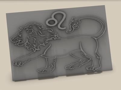 ZODIAC LION EMBOSSING SHAPE STAMP IMAGE
