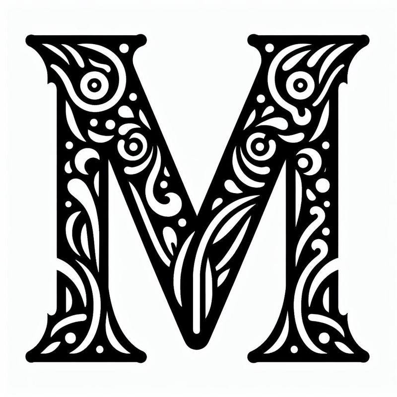 Frottage creation: letter M (version 1)