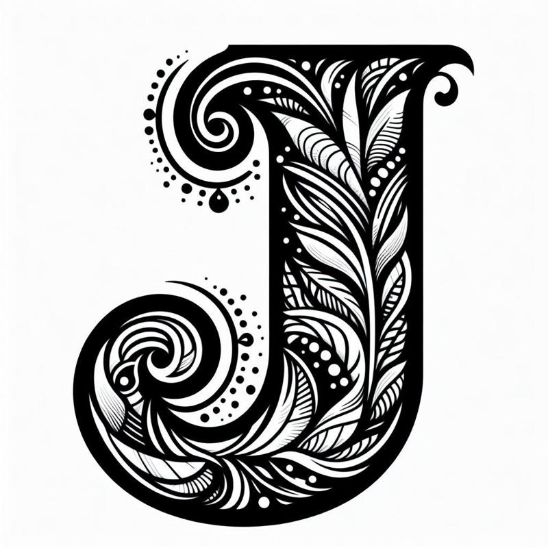Frottage creation: letter J (version 1)