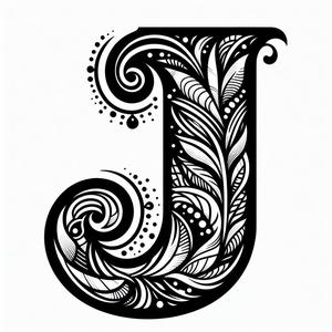Frottage creation: letter J (version 1)