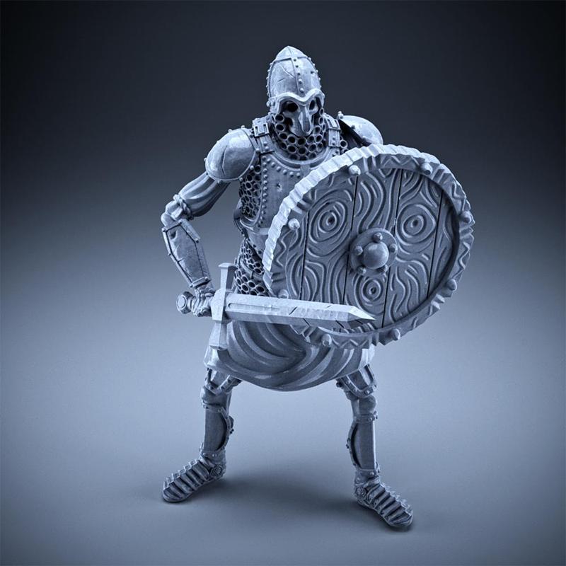 Skeleton - Heavy Infantry - Sword + Round Shield - Defensive Pose