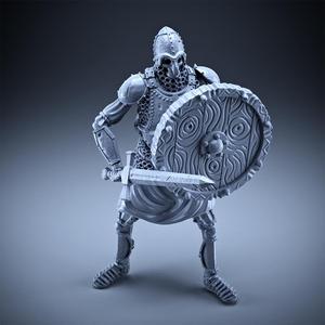 Skeleton - Heavy Infantry - Sword + Round Shield - Defensive Pose