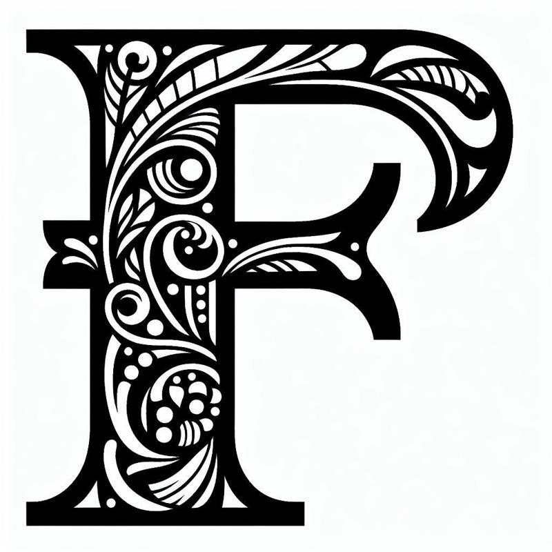 Frottage creation: letter F (version 4)