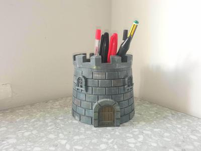 Castle Pencil Pot / DND Gaming / Planter