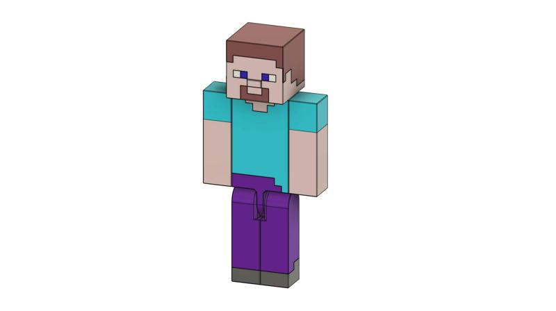 Minecraft Steve (Color Divided for Single Extruder)