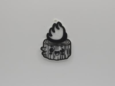 Cute Wood Log on Fire Keychain