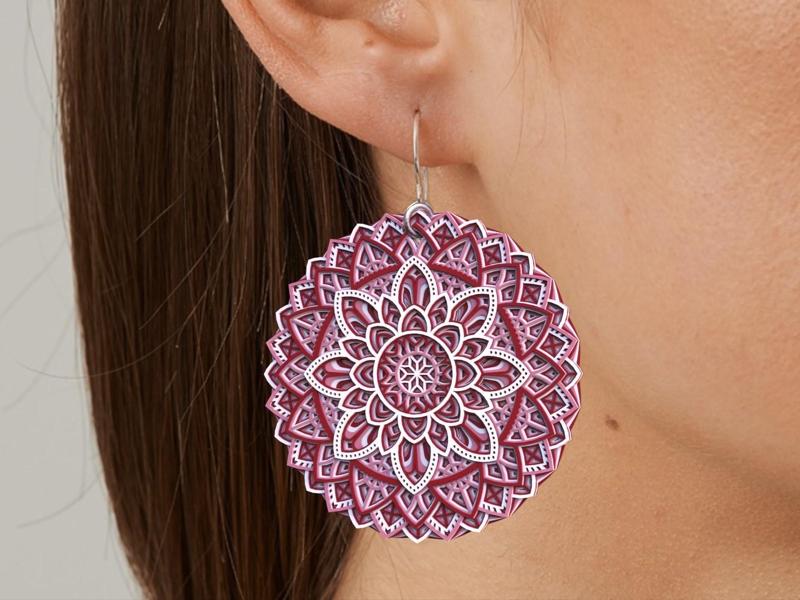 Floral multi color mandala earing