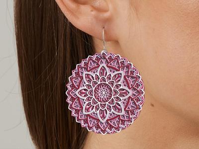Floral multi color mandala earing